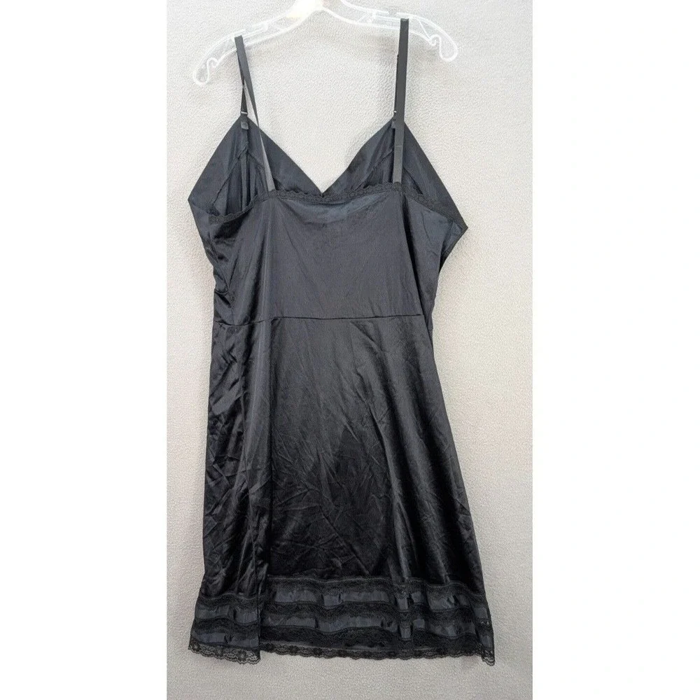 Vintage Velrose 100% Nylon Black Night Gown Lingerie Lace Mexico Women's Size 42
